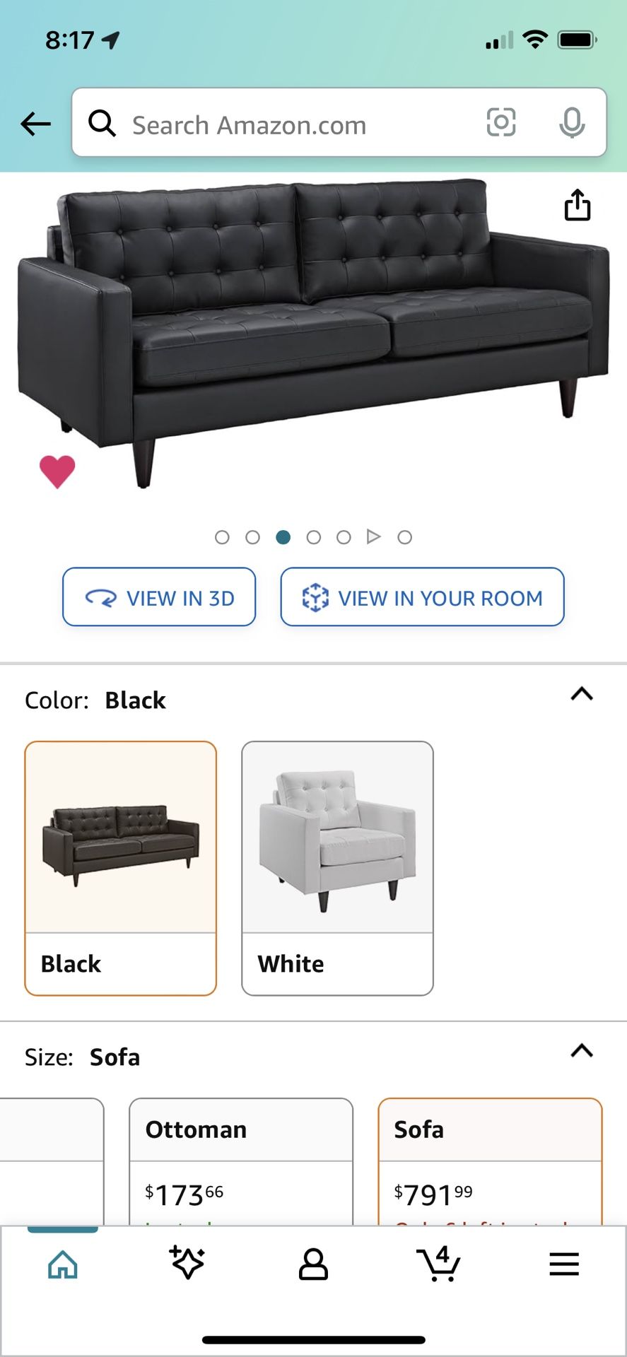 Black Empress Leather Couch