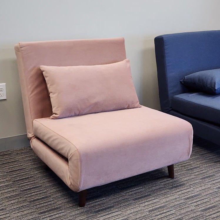 Velvet Pink Futon Chair Bed