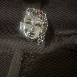 Vintage Thai Mask Brooch Gold Tone Pin