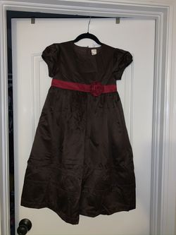 Girls Brown And Red Party Dress