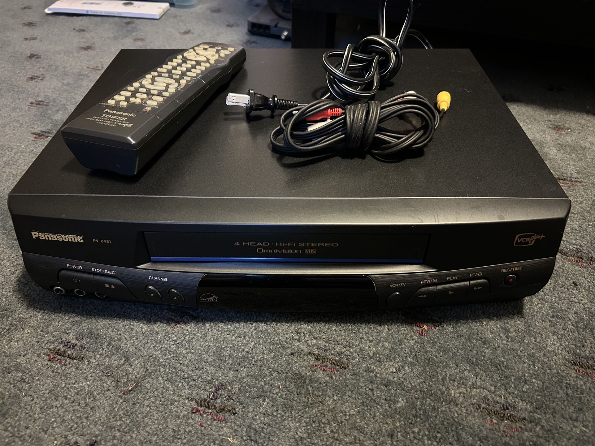 Panasonic VCR Blue Line PV-8451 Omnivision 4 Head VHS Player original remote TESTED