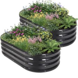 Garden Bed Outdoor - 4x2x1FT (2 Pack) Metal Garden X(445)