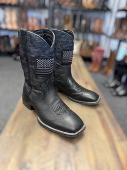 Ariat Patriot Western Cowboy Boots Black Camo Square Toe Size 8.5