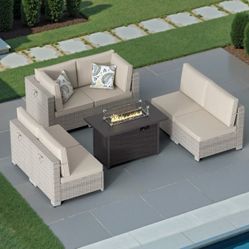 Outdoor Wicker Patio Furniture With Fire Pit 🔥🔥🔥🔥 Brand New 