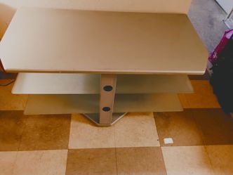Large tv table metal and glass