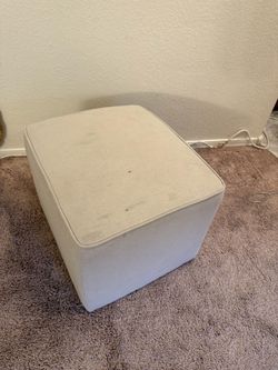 White Fabric Cube Ottoman