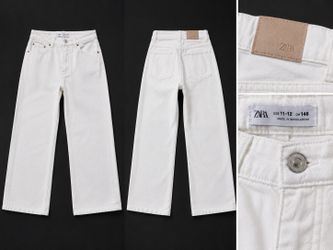 Zara Girls White Wide Leg Jeans