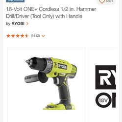 Ryobi One + 18V Hammer Drill/Driver 1/2in