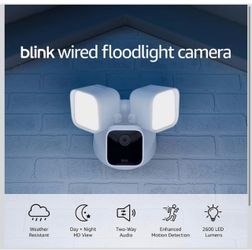 Blink Wired Floodlight Camera, Smart security camera, 2600 lumens, HD live view, enhanced motion detection, built-in siren, Works with Alexa, 1 camera