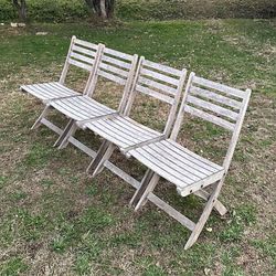 Wood Classics Teak Wood Slatted Folding Chairs Outdoor Patio Furniture Set
