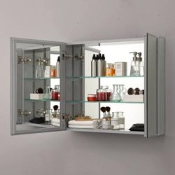 Mirror Bathroom Cabinet with Glass Shelves