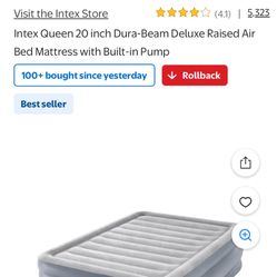 NEW Intex Queen 20 inch Dura-Beam Deluxe Raised Air Bed Mattress with Built-in Pump