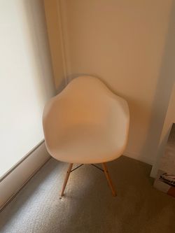 White Modern Accent Armchair with Wooden Legs — $45 OBO