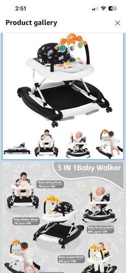 5 in 1 Foldable Baby Walker for Boys Girls Infant 6-12 Months
