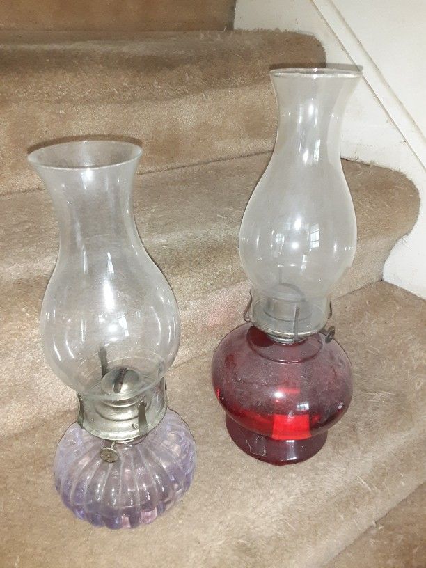 2 Vintage Hurricane Lamps