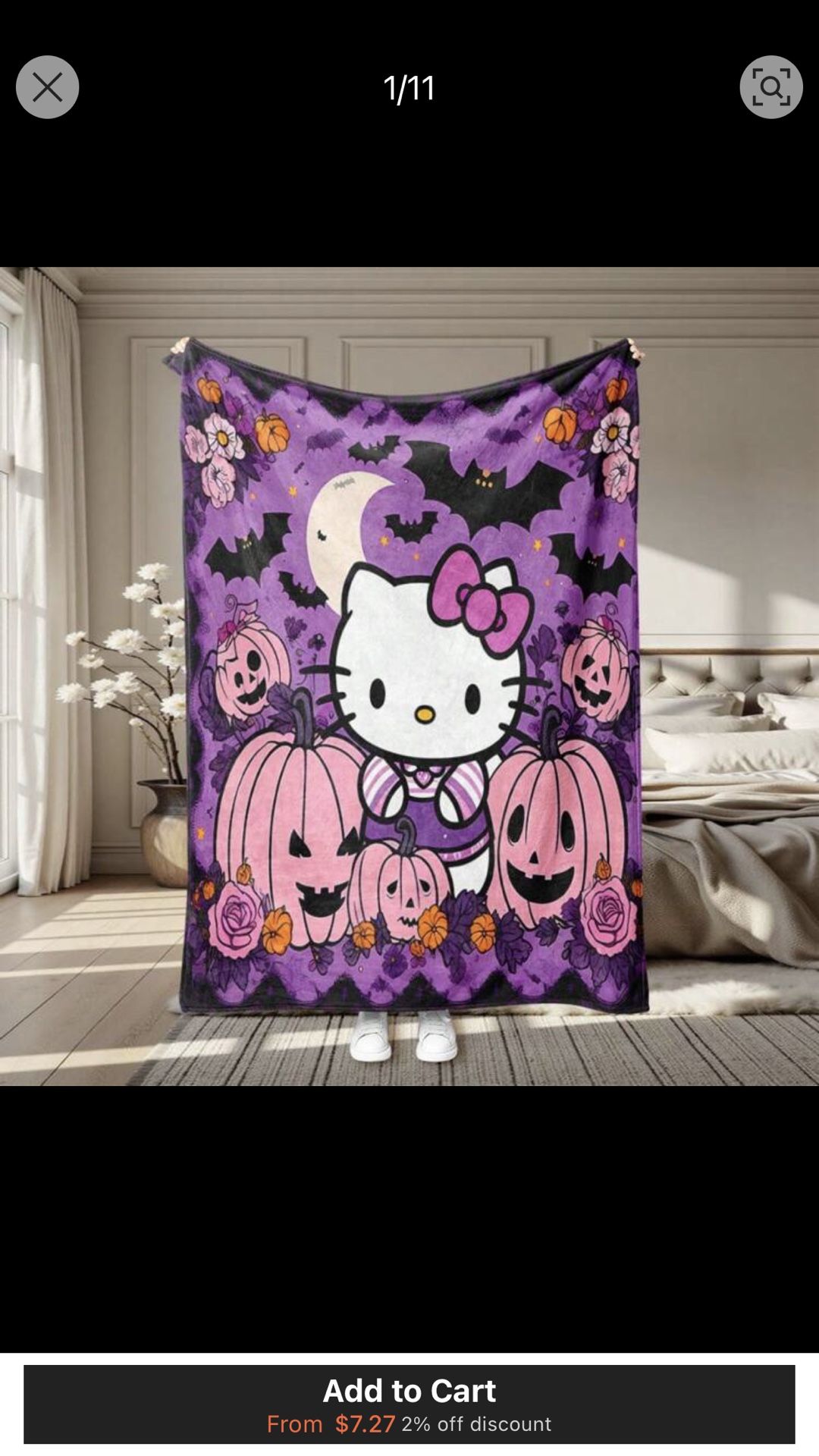 Hello Kitty Halloween Blanket New