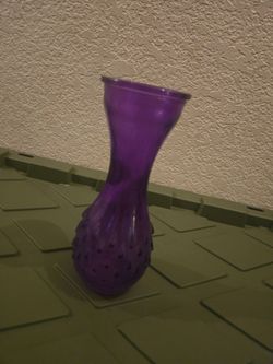 Purple Glass Vase with Hobnail Base
