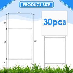 30 Pcs Metal Heavy Duty H Frame Wire Stakes for Yard Signs, 30'' x 10''