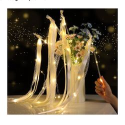 50 Pcs Wedding Wands Ribbon Streamers with 3 Colorful Flashing Modes,