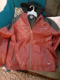 Guess leather hoodie jacket