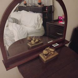 Adjustable Table And 1/2 Moon Mirror