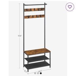 Hall Tree with Bench and Shoe Storage, Entryway Bench with Coat Rack Stand and Shoe Rack