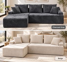 Thick Sectional Couch Comfortable Boneless Sofa L shaped Couch Loveseat No assembly required