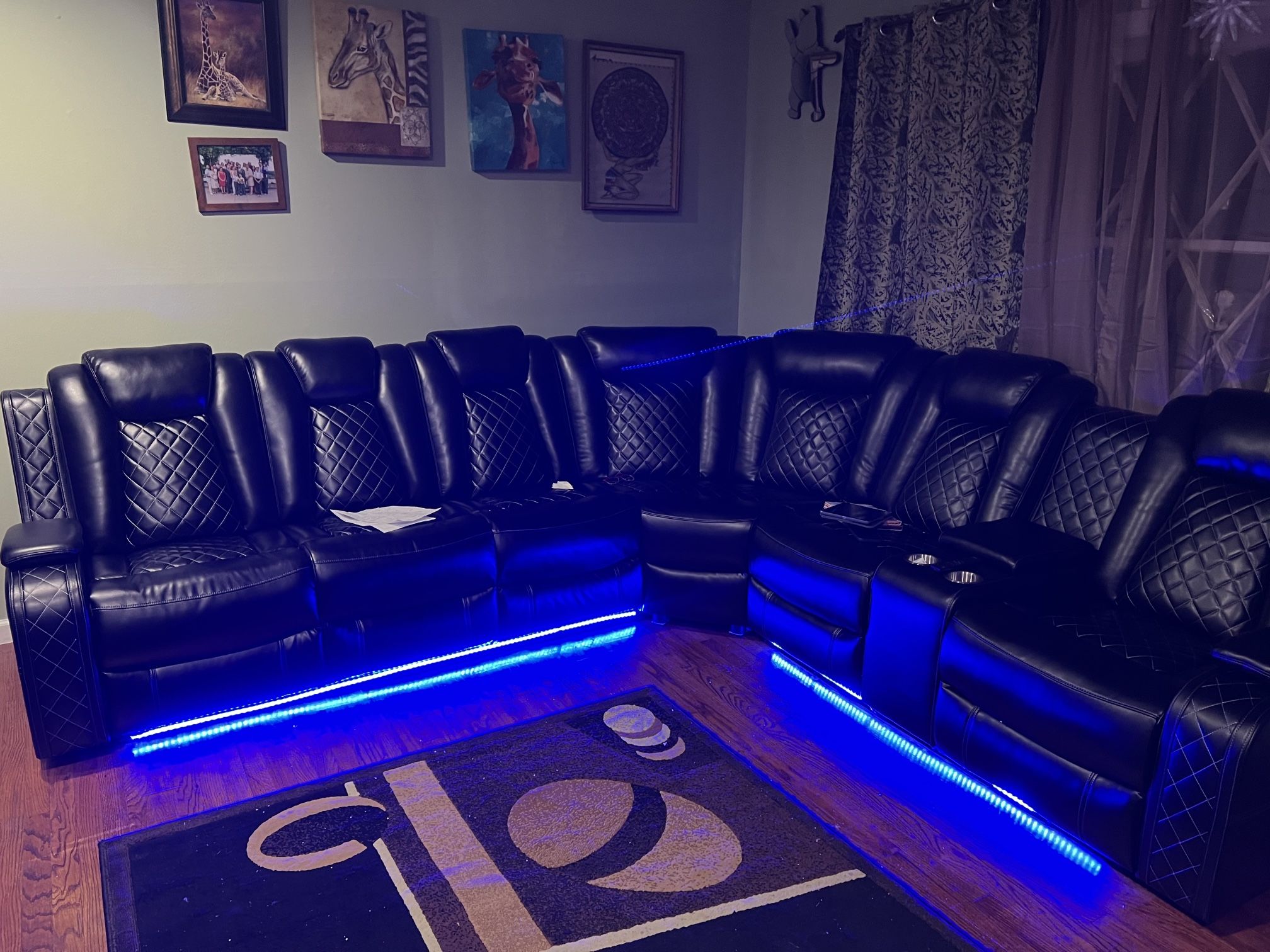 Black Diamond-Stitch Reclining Sofa Set