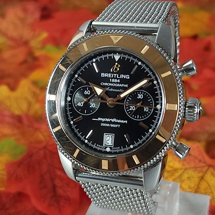 Breitling Superocean Heritage 44mm Chronograph Gold Black Dial Watch U23370
