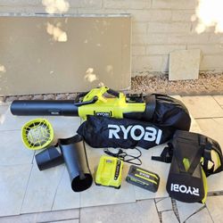 RYOBI 40V HP Brushless Leaf Blower Vaccum Mulcher with (1) 4.0 Ah Battery and Fast Charger