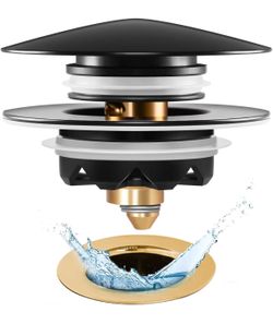 Anlige Universal Tub Stopper Bathtub Drain, Pop Up Bathtub Drain Plug and Cover (Black)