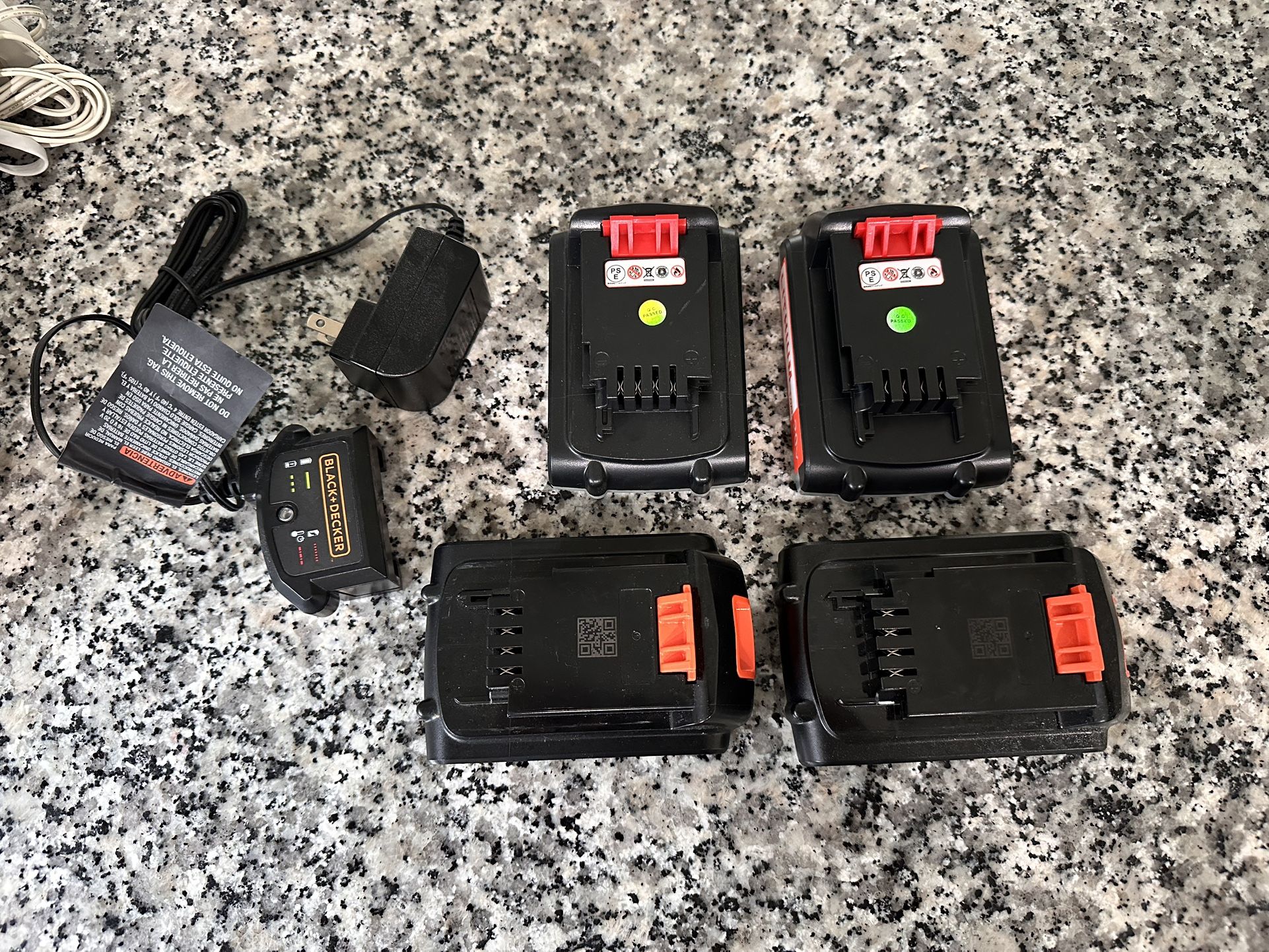 Black & Decker 20v Lithium Batteries & Charger