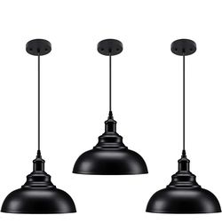3 Matte Black Pendant Lights