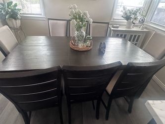 Dark wood dining table