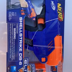 Nerf Elite Shellstrike DS-6 Blaster in Multicolor, Fires 3 Darts At A Time