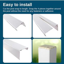 Weatherables 4”x4” x 96”Vinyl Post Wrap – Weatherproof Premium Outdoor Vinyl Porch Post tio, and Porch Posts (4"x4"x96", White)
