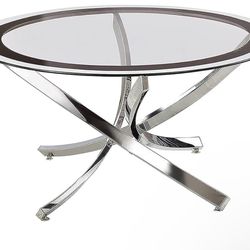 Coaster Furniture Norwood Coffee Table with Tempered Glass Top Chrome and Clear 