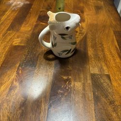 Vintage 4.5" cow ceramic Creamer Pitcher Flowers Floral Japan Mid Century