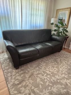 Natuzzi Modern Leather Sofa 7 ft Dark Brown