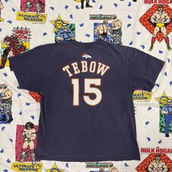 Navy and orange Reebok Number 15 Tim Tebow Denver Broncos NFL tee 