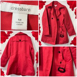 Dressbarn Women's Bold Red Trench Coat size M