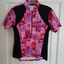 Terry Breakaway Mesh Short Sleeve Pink Floral Cycling Jersey Small 