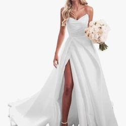 White Wedding Prom Gown Dress 16