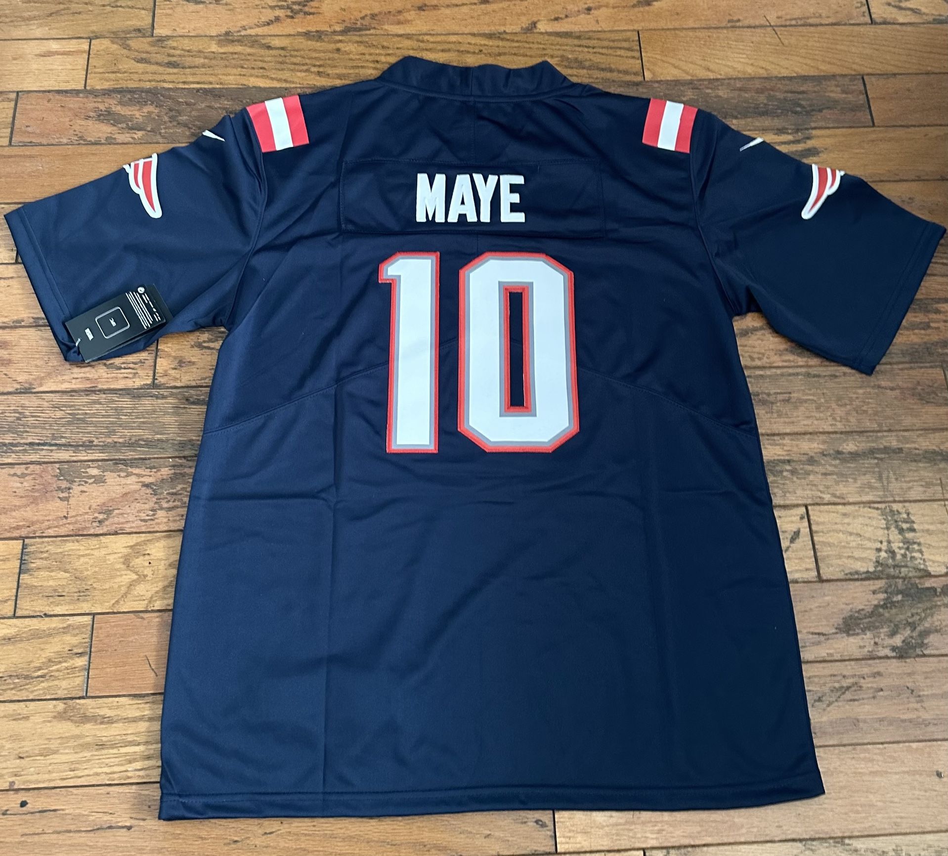 Patriots Drake Maye #10 navy jersey Super Bowl Not Brady