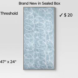 Brand New  47" X  24" Squiggles Framed Printed Canvas Blue 