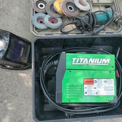 125 Mig Welder W/ Angle Grinder+ Auto Dim Lid