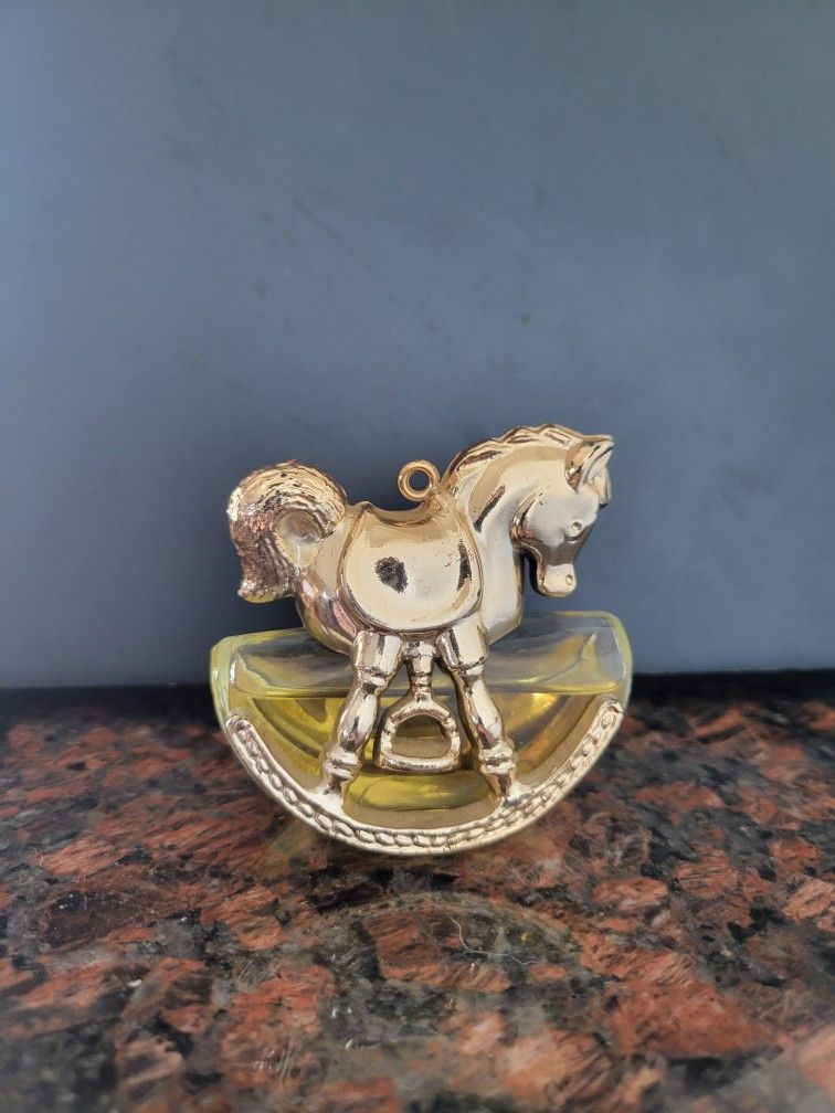 Vintage AVON Rocking Horse Tree Ornament 1979 w/Glass Bottle