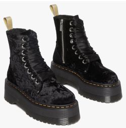 Dr. Martens Black Crushed Velvet Jadon Max Platform Boots