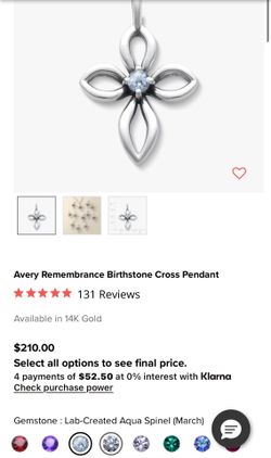 James Avery birthstone cross pendant (MARCH)