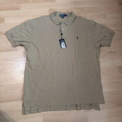 Vintage Polo Ralph Lauren Polo Shirt Size XL Khaki Brown Blue Pony NWT
